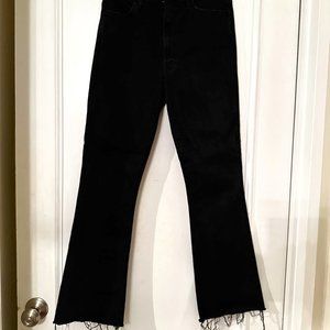 Mother Hustler Ankle Crop Fray Jeans, Black, Size 27